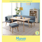 ダイニングセット 5人 4点セット テーブル+ソファ1脚+アームソファ1脚+ベンチ1脚 左アーム W140