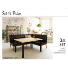 ダイニングセット 5点セット テーブル+ソファ1脚+アームソファ1脚+チェア1脚+ベンチ1脚 左アーム W150 西海岸テイスト