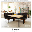 ダイニングセット 5点セット テーブル+ソファ1脚+アームソファ1脚+チェア1脚+ベンチ1脚 左アーム W150 西海岸テイスト