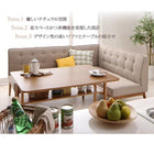 ダイニングセット 3人 3点セット テーブル+ソファ1脚+アームソファ1脚 右アーム W150 北欧デザイン