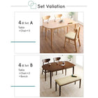 ダイニング 5点セット(テーブル+チェア3+ベンチ1) W135 天然木 半円テーブル