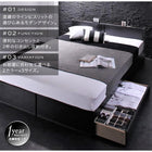 収納ベッド ダブル 棚 コンセント付き トッパー付きスタンダードボンネルコイルマットレス付き