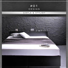 収納ベッド ダブル 棚 コンセント付き トッパー付きスタンダードボンネルコイルマットレス付き