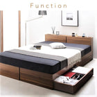 収納ベッド ダブル 棚 コンセント付き トッパー付きスタンダードボンネルコイルマットレス付き