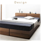 収納ベッド ダブル 棚 コンセント付き トッパー付きスタンダードボンネルコイルマットレス付き