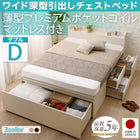 チェストベッド 国産 引き出し 薄型プレミアムポケットコイル ダブル