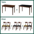 ダイニング 5点セット(テーブル+チェア4脚) ブラック×ブラウン W115 カフェ ヴィンテージ