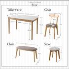 ダイニング 5点セット(テーブル+チェア4脚) W115 カワイイ