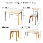 ダイニング 5点セット テーブル+チェア2脚+スツール2脚 ホワイト×ナチュラル W115