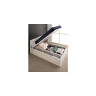 収納付きベッド セミダブル 跳ね上げ 深型 日本製 ガス圧式 薄型プレミアムポケットコイルマットレス付 深さラージ