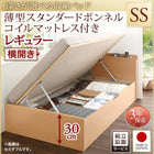 ベッド セミシングル ベッド 跳ね上げ 収納 薄型スタンダードボンネルコイル 横開き 組立設置付 深さレギュラー