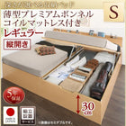 シングルベッド ベット 跳ね上げ 収納 薄型プレミアムボンネルコイル 縦開き 組立設置付 深さレギュラー