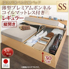 ベッド セミシングル ベッド 跳ね上げ 収納 薄型プレミアムボンネルコイル 縦開き お客様組立 深さレギュラー