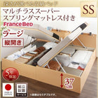 ベッド フランスベッドマットレス付き マルチラススーパースプリング 縦開き 組立設置付 深さラージ セミシングル跳ね上げ収納