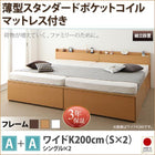 収納ファミリーベッド 組立設置付 薄型スタンダードポケットコイル A+A ワイドK200