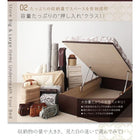 収納ベッド シングル ガス圧式 跳ね上げ 薄型プレミアムポケットコイルマットレス付き 横開き 深さラージ