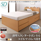 収納ベッド 国産 組立設置付 薄型スタンダードボンネルコイル セミダブル