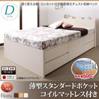 収納ベッド 国産 組立設置付 薄型スタンダードポケットコイル ダブル
