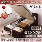 ベッド セミシングル ベッド 跳ね上げ 収納 薄型スタンダードポケットコイル 縦開き 深さグランド お客様組立