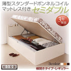 ベッド 跳ね上げ 収納 セミダブル 薄型スタンダードボンネルコイル横開き 深さレギュラー 組立設置付