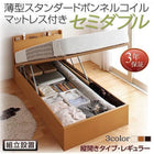 ベッド 跳ね上げ 収納 セミダブル 薄型スタンダードボンネルコイル縦開き 深さレギュラー 組立設置付