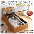 跳ね上げ ベッド 収納 セミダブル 薄型スタンダードボンネルコイル縦開き 深さグランド 組立設置付