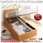 ベッド 跳ね上げ 収納 シングル マットレス付き フランスベッド マルチラススーパースプリング 縦開き 深さレギュラー 組立設置付