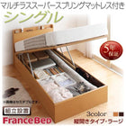 ベッド 跳ね上げ 収納 シングル マットレス付き フランスベッド マルチラススーパースプリング 縦開き 深さラージ 組立設置付