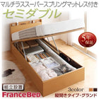 跳ね上げ ベッド 収納 セミダブル マットレス付き フランスベッド マルチラススーパースプリング縦開き 深さグランド 組立設置付