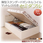 跳ね上げ ベッド 収納 セミダブル 薄型スタンダードボンネルコイル横開き 深さレギュラー お客様組立