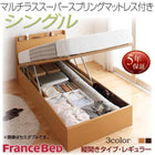 跳ね上げ ベッド 収納 シングル マットレス付き フランスベッド マルチラススーパースプリング 縦開き 深さレギュラー お客様組立