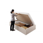 ベッド ベット 収納 セミダブル 跳ね上げ 薄型プレミアムボンネルコイル 縦開き 深さラージ 組立設置付