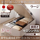 ベッド 収納ベット セミシングル 跳ね上げ 薄型抗菌ポケットコイル 横開き 深さラージ 組立設置付