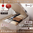 ベッド 収納ベット セミシングル 跳ね上げ 薄型抗菌ポケットコイル 横開き 深さラージ 組立設置付