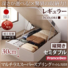 ベッド フランスベッド マルチラススーパースプリングマットレス付き 縦開き セミダブル 深さレギュラー 組立設置付 跳ね上げ 収納