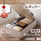 ベッド 収納ベット セミシングル ベットフレームのみ 縦開き 深さレギュラー お客様組立 跳ね上げ