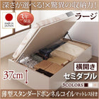 ベッド ベット 収納 セミダブル 薄型スタンダードボンネルコイル 横開き 深さラージ お客様組立 跳ね上げ