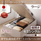 ベッド 収納ベット セミシングル 薄型抗菌ポケットコイル 縦開き 深さラージ お客様組立 跳ね上げ