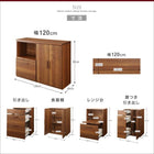 レンジ台+引き出し 幅120 完成品 おしゃれ 天然木調ワイドキッチンカウンター