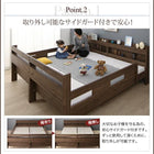 2段ベッドにもなるワイドキングサイズベッド 薄型軽量ポケットコイルマットレス付き フルガード