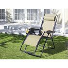 リラックスチェア 木調肘かけ 屋内外で使える 無段階リクライニング