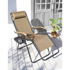 リラックスチェア 木調肘かけ 屋内外で使える 無段階リクライニング