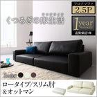 フロアソファ ソファー ソファ&オットマンセット スリム肘 ロータイプ 2.5人掛け