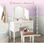 オトナ女子にもぴったりなクラシカルプリンセスベッドシリーズ ドレッサー スツールセット