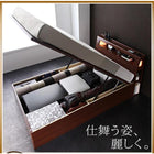 組立設置付 ガス圧式跳ね上げ収納ベッド 国産カバーポケットコイルマットレス セミダブル 深さラージ