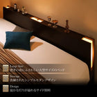 ベッドフレームのみ ベッド 跳ね上げ 収納 縦開き クイーン SS×2 棚 照明・ 組立設置付