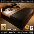 収納ベッド キング SS+S フランスベッド マルチラススーパースプリングマットレス付 跳ね上げベッド 深型 連結 コンセント付 大容量 縦開