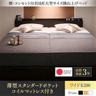 ベッド ガス式 跳ね上げ 収納 ワイドK200 薄型スタンダードポケットコイル 縦開き お客様組立