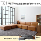 ワイドローソファ ソファ&オットマンセット 2P