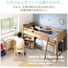 システムベッド シングル 固綿マットレス付き デスク&チェア付 宮棚 コンセント付 天然木パイン材